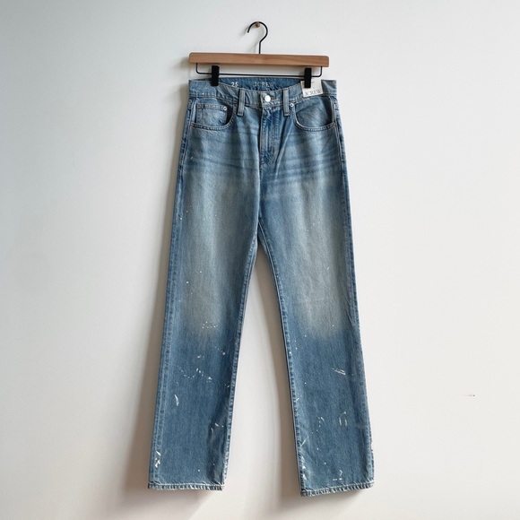 J. Crew Slouchy-straight Jeans with Paint Splatter in Ice Blue Wash Size 25 - Picture 6 of 10